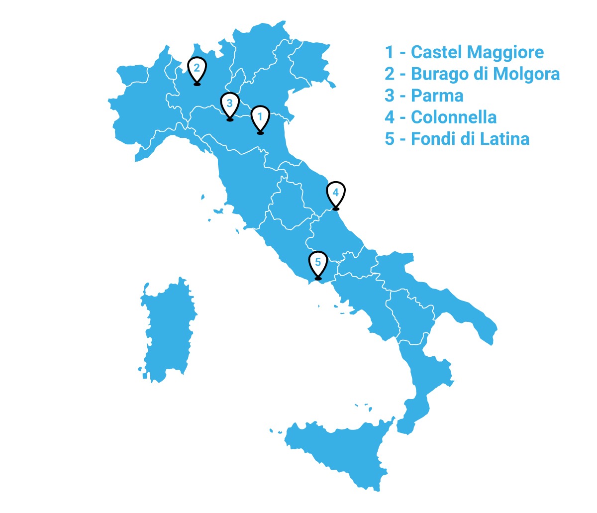 Mappa delle sedi Clauger in Italia
