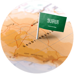 Saudi Arabia map with flag
